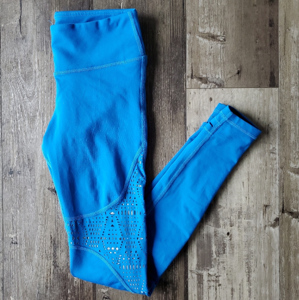 ALO Yoga Bright Blue Perforated Leggings